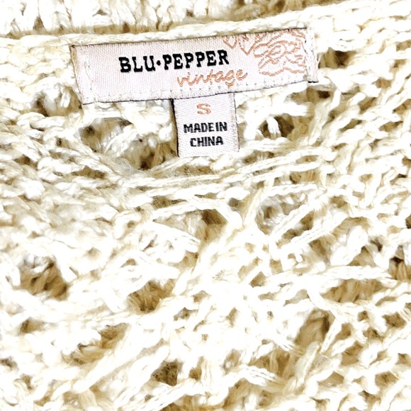 Blue-Pepper Vintage Crochet Poncho/Cardigan Swim Coverup Size S - Picture 8 of 10